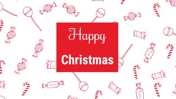 Animation Words Happy Christmas Written White Letters Red Square Red — Stock Video