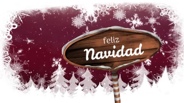 Animation Des Mots Feliz Navidad Écrit Sur Panneau Bois Avec — Video