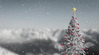 Kırsala düşen Noel ağacı ve kar animasyonu