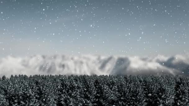 Animation Sapins Montagnes Chutes Neige Campagne — Video