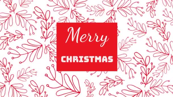 Animatie Van Woorden Vrolijk Kerstfeest Geschreven Witte Letters Rood Vierkant — Stockvideo