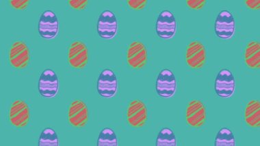 Yeşil arka planda kusursuz bir döngü içinde sırayla hareket eden paskalya yumurtalarının animasyonu. Paskalya kutlaması konsepti dijital olarak oluşturuldu.