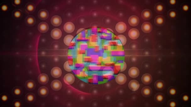 Animazione Due Colorati Cerchi Neon Più Luci Facendo Una Croce — Video Stock