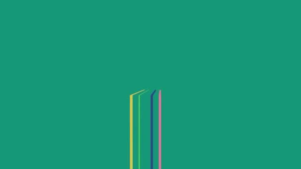 緑の背景にネオン、黄色、青、ピンクのラインで作られた木のアニメーション. — ストック動画