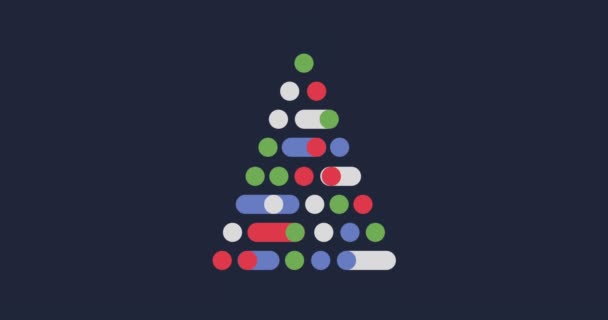 Animación Árbol Navidad Digital Con Adornos Adornos Navideños Sobre Fondo — Vídeo de stock