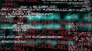 Siyah arkaplanda kırmızı ve beyaz veri işleme animasyonu. Bilim ve araştırma konsepti dijital olarak oluşturuldu