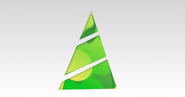 Animace Moderního Digitálního Zeleného Vánočního Stromku Vánoční Výzdobou Šedém Pozadí — Stock video