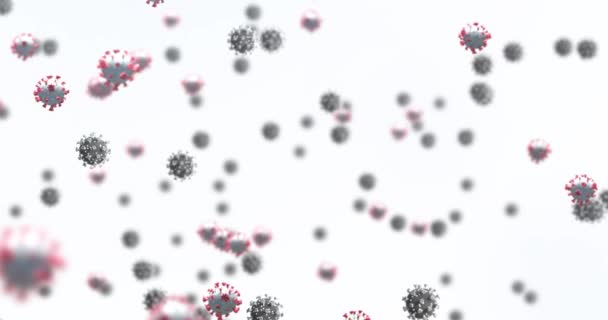 Animazione Macro Celle Covid Galleggianti Sfondo Bianco Coronavirus Covid Concetto — Video Stock