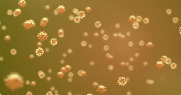 Animace Buněk Covid Oranžovém Pozadí Coronavirus Covid Pandemický Koncept Digitální — Stock video