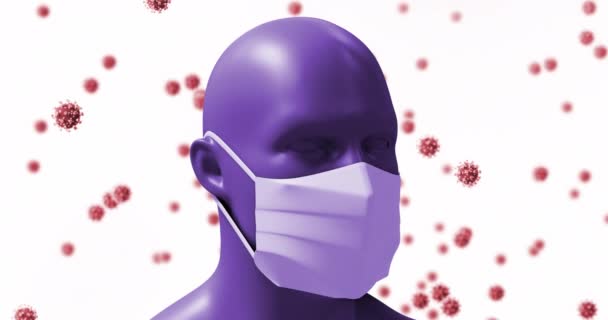 Animation Une Tête Humaine Numérique Portant Masque Facial Avec Des — Video