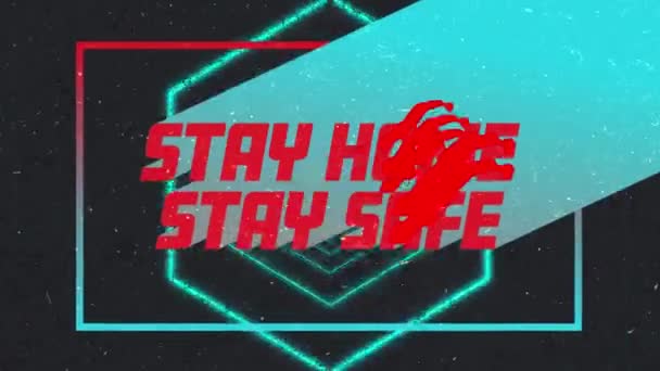 Animación Palabras Stay Home Stay Safe Marco Sobre Fondo Negro — Vídeos de Stock