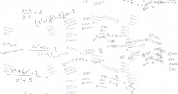 Animación Ecuaciones Matemáticas Negras Fórmulas Flotando Sobre Fondo Blanco Concepto — Vídeos de Stock
