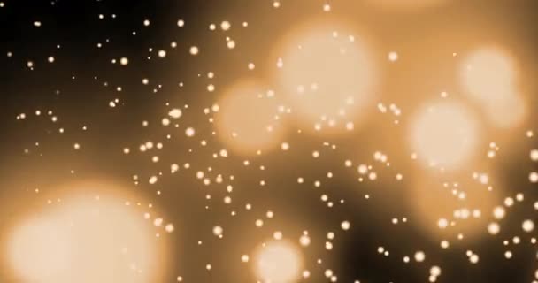 Анімація Декількох Сяючих Золотих Плям Світла Рухаються Гіпнотичному Русі Чорному — стокове відео