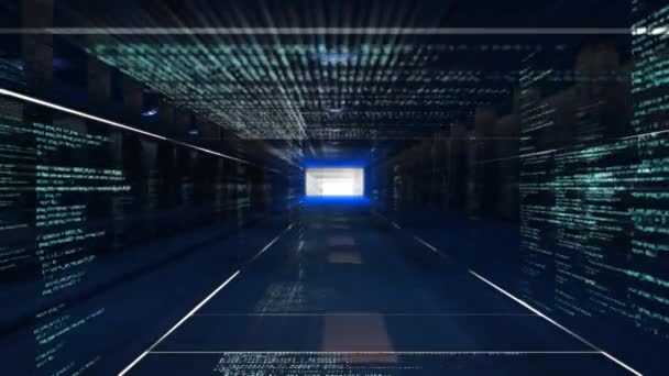 사각형 데이터 처리로 만들어 터널의 애니메이션 디지털로 만들어 이미지 — 비디오