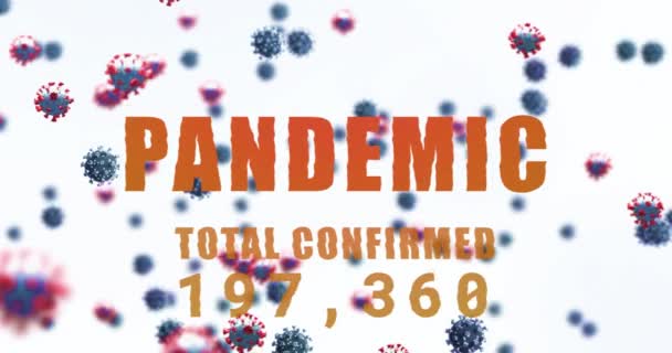 Анимация Слов Pandemic Total Подтверждена Изменяющимися Числами Макроэлементами Covid Плавающими — стоковое видео