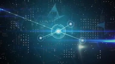 Dünya üzerinde dönen bağlantılardan oluşan bir ağın animasyonu. Dijital çevrimiçi güvenlik arayüzü kavramı dijital olarak oluşturuldu