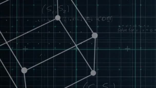 Animação Equações Matemáticas Fórmulas Flutuando Uma Grade Sobre Fundo Preto — Vídeo de Stock