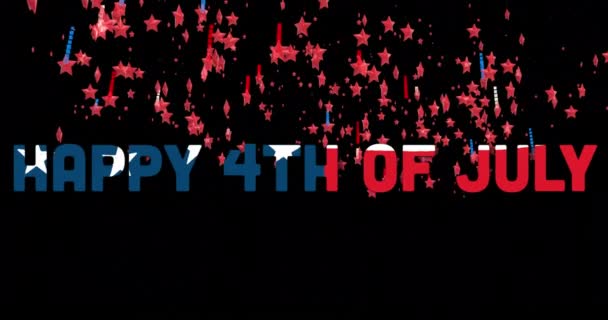 Animace Textu Happy 4Th July Made Flag Red Blue Stars — Stock video