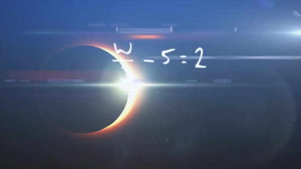 Animazione Eclissi Sole Con Numeri Calcoli Che Appaiono Concetto Sviluppo — Video Stock