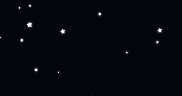 Animacja Świecących Białych Gwiazd Migoczących Poruszających Się Hipnotycznym Ruchu Czarnym — Wideo stockowe