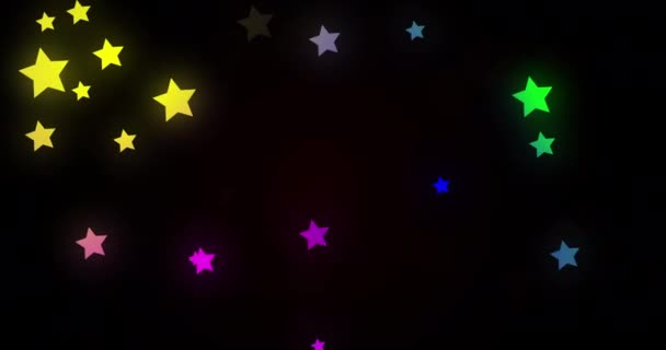 Animación Brillantes Estrellas Multicolores Centelleando Moviéndose Movimiento Hipnótico Sobre Fondo — Vídeos de Stock