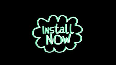 Kelimelerin animasyonu Şimdi Siyah zemin üzerinde bir konuşma baloncuğunun içinde yanıp sönen ve değişen renkleri kur. İletişim ve bağlantı konsepti dijital olarak oluşturuldu.