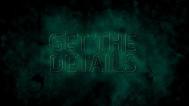Neon tarzı yeşil kelimelerin animasyonu Detayları al, koyu yeşil arka planda yanıp sönüyor. İletişim ve bağlantı konsepti dijital olarak oluşturuldu.