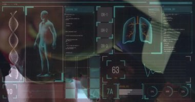 Rugby oynayan, koşan ve dijital kompozit kullanan iki çok ırklı ragbi takımının insan vücudu istatistikleri ve verilerinin animasyonu