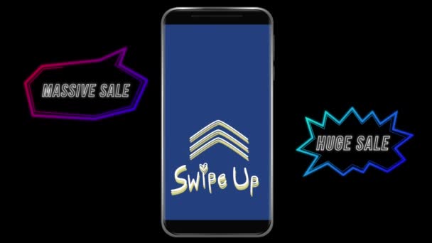 Animatie Van Woorden Swipe Flikkert Een Scherm Van Een Smartphone — Stockvideo