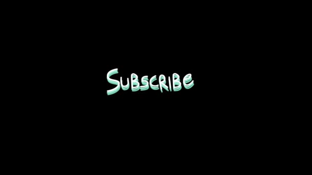 Animation Word Subscribe Rays Changing Colors Flickering Black Background Communication — Stock Video