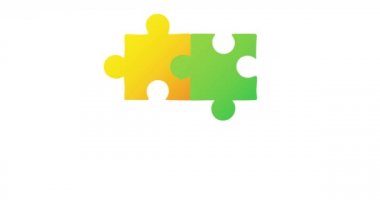 Çok renkli dört yapboz elemanının canlandırılması beyaz zemin üzerinde kare Otizm Farkındalığı Ayı sembolü oluşturuyor. Otizm farkındalık desteği konsepti dijital olarak oluşturuldu.