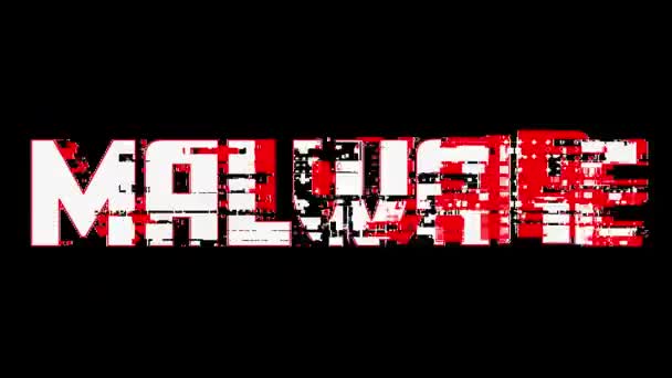말웨어 Malware 단어의 애니메이션은 문자로 작성되어 위에서 깜박거리는 것이다 온라인 — 비디오