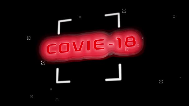 Animace Slova Covid Napsaného Obrazovce Počítače Červeném Mraku Černém Pozadí — Stock video