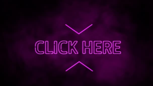 Animation Pink Neon Style Words Sign Flickering Dark Purple Background — стоковое видео