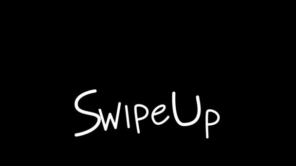 Анимация Белых Слов Swip Стрелок Листающих Чёрном Фоне Концепция Связи — стоковое видео
