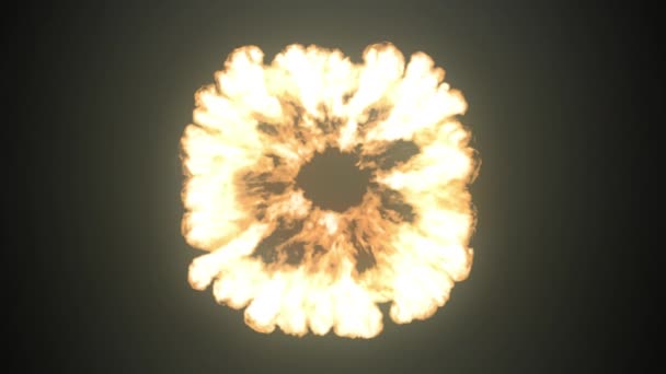 Animation Boule Feu Nuage Gris Fumée Apparaissant Disparaissant Explosion Orange — Video