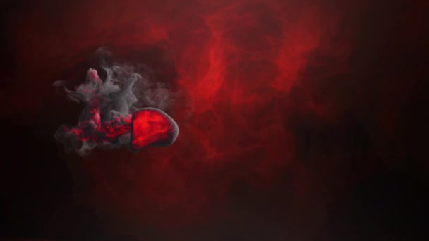 Animation Red Smoke Grenade Grey Cloud Smoke Appearing Disappearing Red — Stock Video