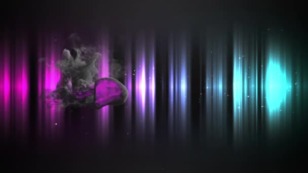 Анимация Фиолетовой Дымовой Гранаты Серым Облаком Дыма Появляется Исчезает Над — стоковое видео