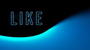 Mavi neon tarzı kelimenin animasyonu, mavi ve siyah arkaplanda yanıp sönen gibi. İletişim ve bağlantı konsepti dijital olarak oluşturuldu.