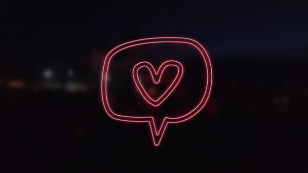 Анимация Иконы Речевой Пузырь Сердцем Мерцающий Черном Фоне Концепция Связи — стоковое видео