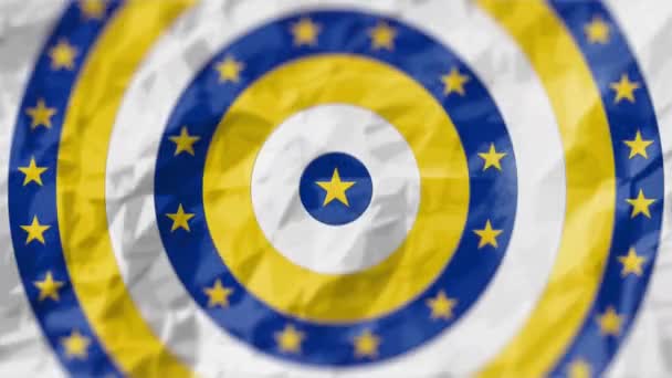用黄星动画欧洲联盟旗帜 并将白色 黄色和蓝色的圆圈作为背景 欧洲共同体概念数字生成的图像 — 图库视频影像