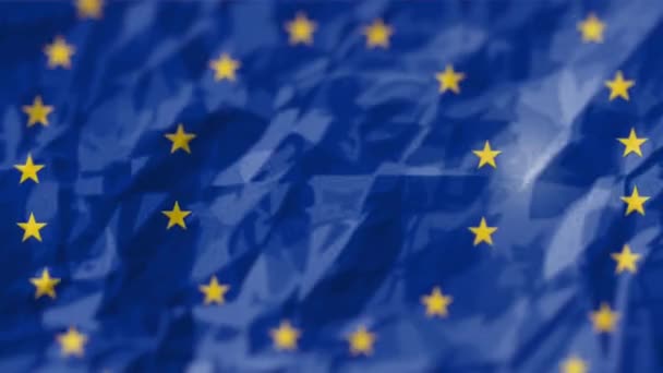 Kırışık Mavi Arka Planda Iki Daire Çizen Sarı Yıldızlı Avrupa — Stok video