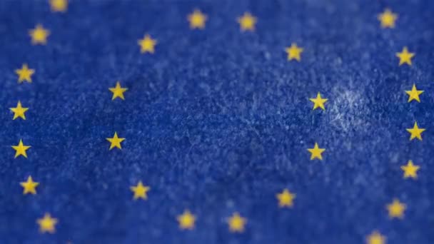 Animation European Union Flag Yellow Stars Moving Two Circles Flickering — Stock Video