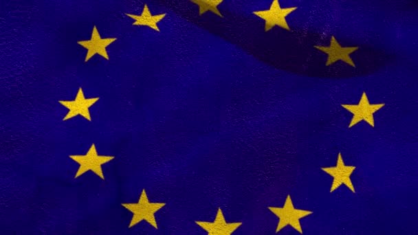 Animazione Della Bandiera Dell Unione Europea Con Stelle Gialle Che — Video Stock