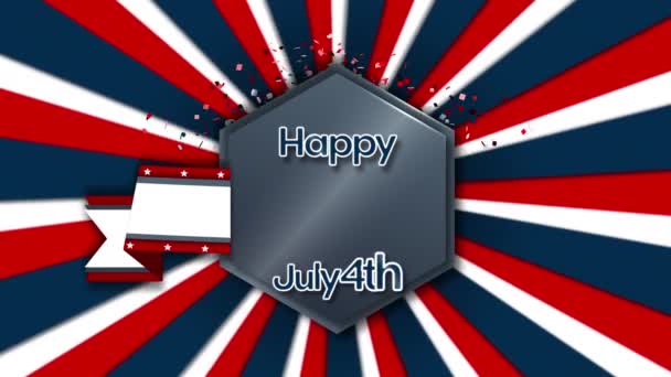 Animação Texto Feliz Julho Retângulo Prata Com Texto Dia Independência — Vídeo de Stock