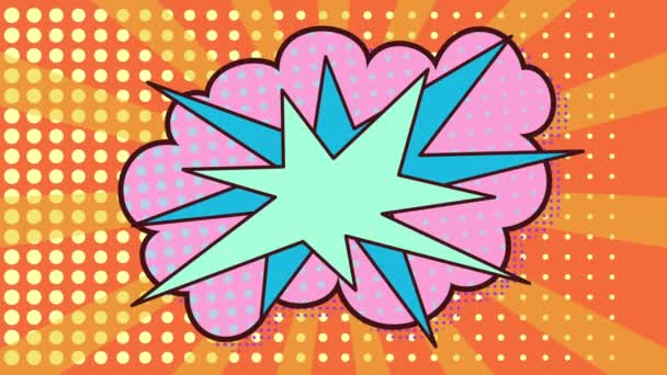 Анімація Рожевої Хмари Синіми Вибухами Рухомою Графікою Формами Помаранчевому Фоні — стокове відео