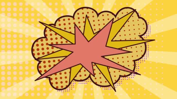 Animace Žlutého Mraku Růžovými Explozemi Pohyblivou Grafikou Tvary Žlutém Pozadí — Stock video