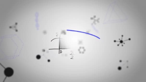 Animering Handskrivna Matematiska Formler Handritad Blå Ram Rör Sig Vit — Stockvideo