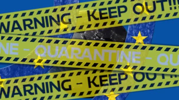 Анимация Чёрных Жёлтых Полицейских Лент Словами Warning Keep Out Quarantine — стоковое видео