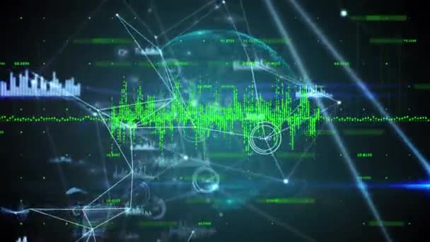 Animação Gráfico Verde Formando Com Uma Teia Conexões Flutuando Sobre — Vídeo de Stock